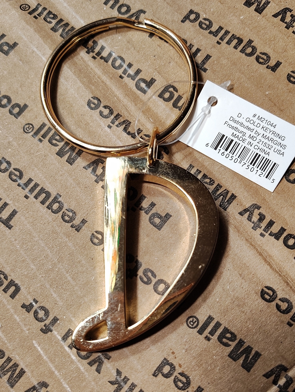 Gold Letter D Keyring
